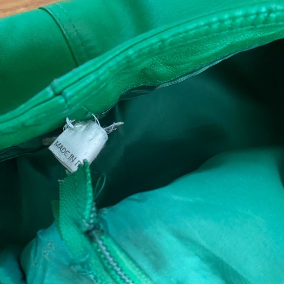 Vintage 80s Genuine Leather Pencil Skirt High Waist knee length skirt made Italy - Picture 8 of 16